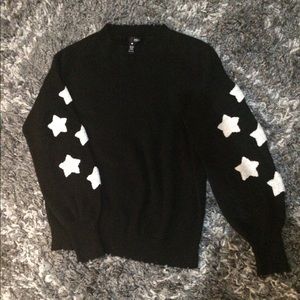 Aqua Black Sweater with White Star Accents